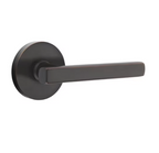 Emtek 5212FRLUS Freestone Lever  2-3/8" Backset Privacy with Modern Rectangular Rose for 1-1/4" to 2" Door Satin Brass Finish