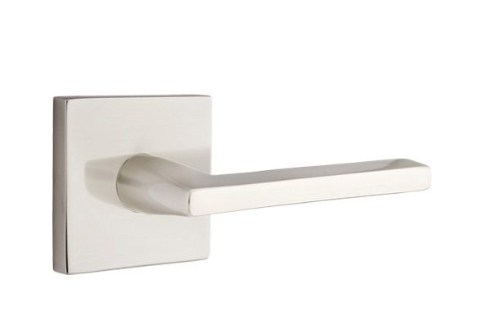 Emtek 5210HLOUS Helios Lever 2-3/8" Backset Privacy with Square Rose for 1-1/4" to 2" Door