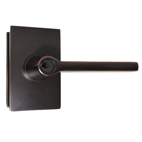 Emtek - Helios Lever 2-3/8" and 2-3/4" Backset Keyed Entry with Modern Rectangular Rose for 1-3/8" to 2-1/16" Door Secondary image