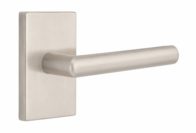 Emtek 5112STUUS Stuttgart Lever 2-3/8" Backset Passage with Modern Rectangular Rose for 1-1/4" to 2" Door