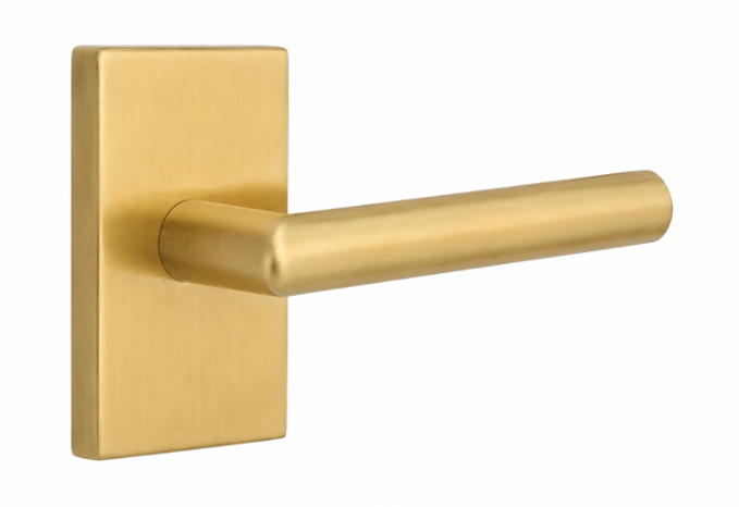 Emtek 5112STUUS Stuttgart Lever 2-3/8" Backset Passage with Modern Rectangular Rose for 1-1/4" to 2" Door