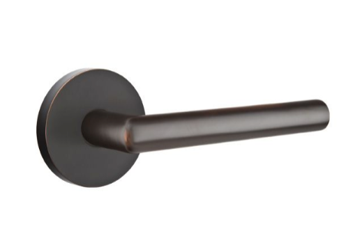Emtek - Stuttgart Lever 2-3/8" Backset Privacy with Disk Rose for 1-1/4" to 2" Door - Flat Black (Left Hand) Main image