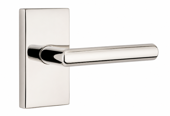 Emtek 5212STUUS Stuttgart Lever 2-3/8" Backset Privacy with Modern Rectangular Rose for 1-1/4" to 2" Door