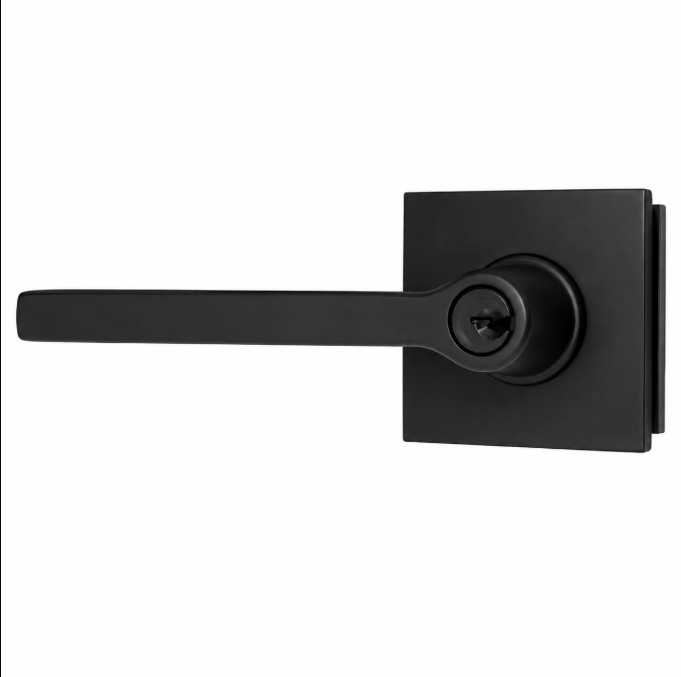 Emtek 5122HLOUS Helios Lever  2-3/8" and 2-3/4" Backset Keyed Entry with Square Rose for 1-3/8" to 2-1/16" Door
