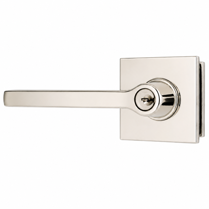 Emtek 5122HLOUS Helios Lever  2-3/8" and 2-3/4" Backset Keyed Entry with Square Rose for 1-3/8" to 2-1/16" Door