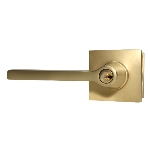 Emtek 5122HLOUS Helios Lever  2-3/8" and 2-3/4" Backset Keyed Entry with Square Rose for 1-3/8" to 2-1/16" Door