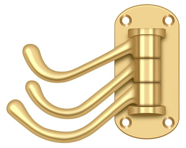 Deltana - Triple Swivel Hook; Heavy Duty; 4" Projection - Lifetime Brass