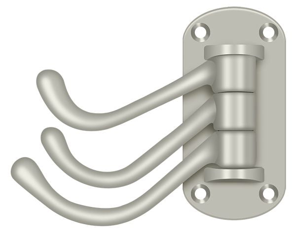 Deltana - Triple Swivel Hook; Heavy Duty; 4" Projection - Satin Nickel