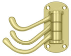 Deltana - Triple Swivel Hook; Heavy Duty; 4" Projection - Bright Brass