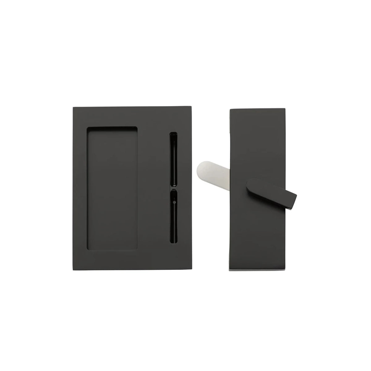 Emtek 222202US19 Modern Rectangular Barn Door Privacy Lock and Flush Pull with Integrated Strike Flat Black Finish