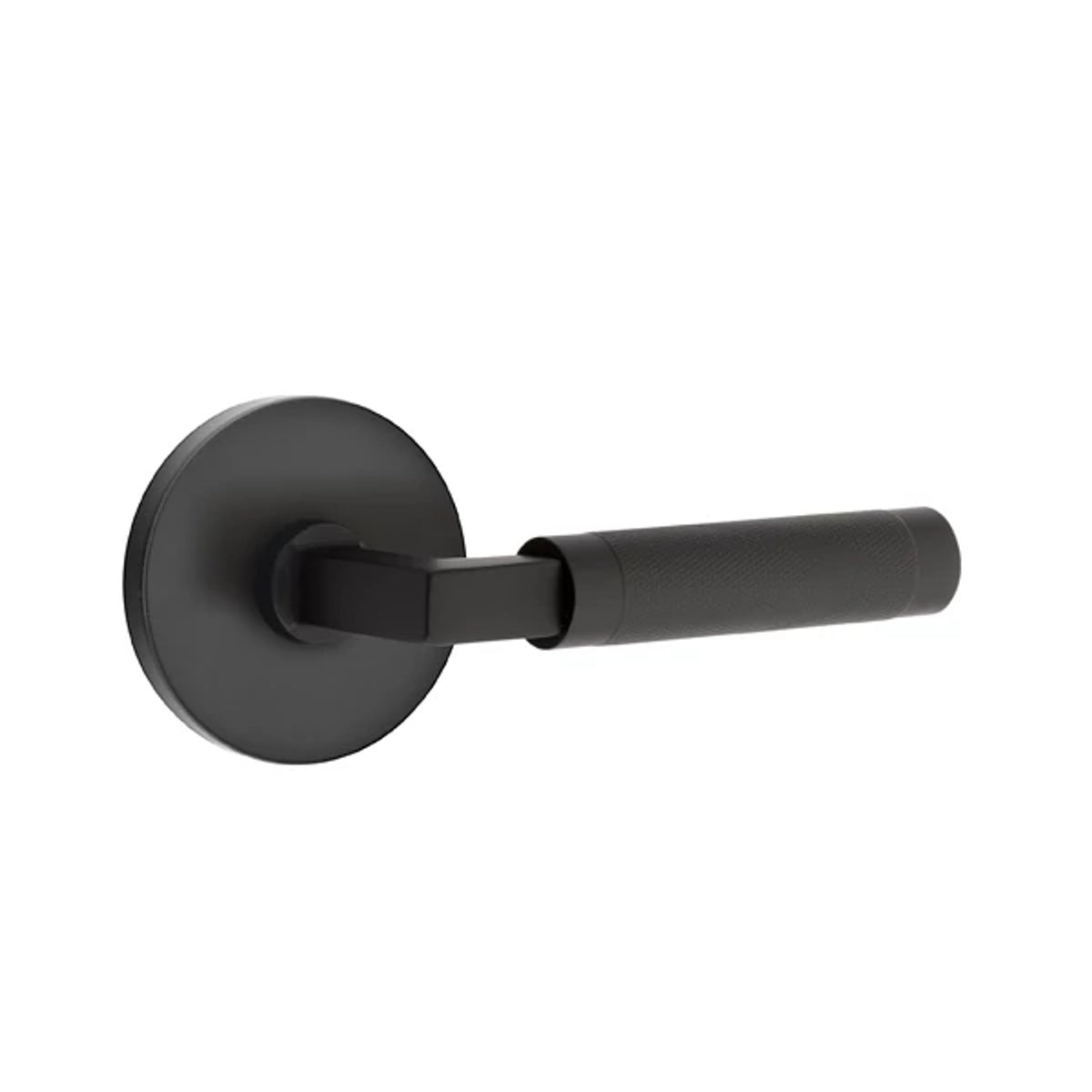 Emtek - L-Square Stem Knurled Lever 2-3/8" Backset Privacy with Disk Rose with CF Mechanism for 1-3/8" to 1-3/4" Door Main image