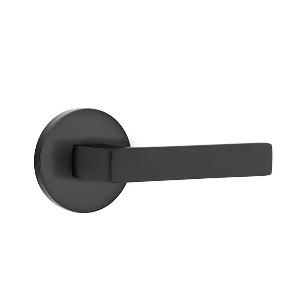 Emtek 4819DTUS19RH Dumont Lever Right Hand 2-3/8" and 2-3/4" Backset Single Cylinder Lausanne Tubular Handleset Flat Black Finish Main image